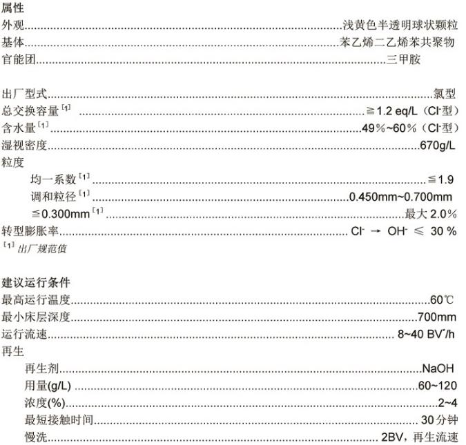 工業級強堿陰離子樹脂